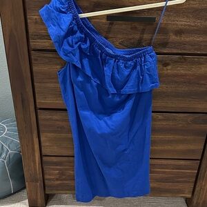 J. Crew One Shoulder Blue Dress